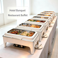 Lefeng Luxe 2025 – Ensemble de plats de service professionnels 9L en acier inoxydable doré avec compartiments intérieurs, pour traiteur, buffet de mariage, chauffe-plats vapeur