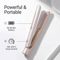 Lisseur sans fil à revêtement céramique, rechargeable par USB, température réglable, ions négatifs, anti-frisottis, longue portée