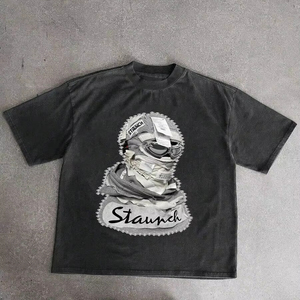Camiseta Casual de Manga Corta con Cuello Redondo y Estampado Creativo para Hombre - Directo de Fábrica, Personalización Disponible. F10 - Product Image 1