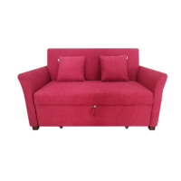 Sofá Cama Convertible de Dos Plazas, Moderno y Cómodo, para Sala de Estar, Tapizado en Tela Roja, con Almacenamiento Oculto