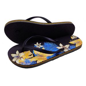 Chanclas Personalizadas con Logotipo de Marca para Mujer, Sandalias de Playa con Estampado Floral Naranja y Azul, Sandalias de Verano Duraderas de Goma PE, OEM ODM al por Mayor - Product Image 2