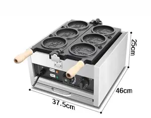 일본 상업 맞춤형 로고 더블 골드 전기 가스 4pcs 케이크 맞춤형 로고 더블 10 엔 동전 와플 메이커
