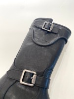 Bottes de chevalier rétro pour filles, bottes en cuir mi-mollet pour enfants avec double boucle, fermeture éclair latérale, semelle épaisse, bottes d'équitation tendance