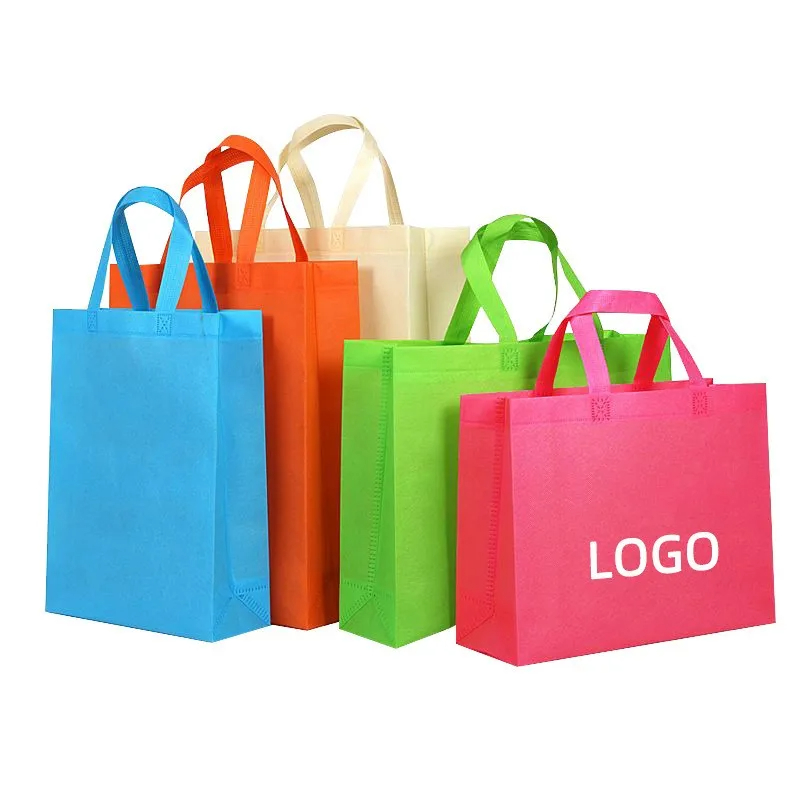 Low Moq Recycled Eco Non-woven Reusable Nonwoven Grocery Promotional PP Non Woven Tote Shopping Cloth Bag With Custom Logo Print