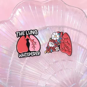 Broches personnalisées en émail sur le thème des poumons, pour thérapeutes respiratoires, avec la phrase 'We Be Lung Together', badges de revers, accessoires de bijouterie médicale - Product Image 4