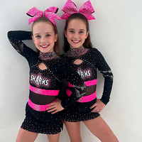 Uniforme de Animadora para Mujer y Niña, Top Corto sin Mangas, Falda, Diadema con Pompones, Conjunto de Disfraz de Baile de Animadora, Spandex/Poliéster