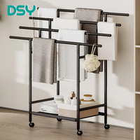 Porte-serviettes autoportant extensible à 4 niveaux, support de couvertures réglable, séchoir à serviettes pour salle de bain