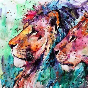 CHENISTORY Color lion head Painting By Numbers No Frame For Adult with kid