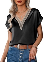 Nouvelle Collection Chemise Femme Manches Courtes, Blouse V Col Court, Haut Décontracté Tendance en Promotion