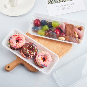 ภาชนะบรรจุอาหารทรงสี่เหลี่ยมผืนผ้าแบบใช้แล้วทิ้งกล่องพลาสติกใส่ขนมหวานพร้อมฝาปิดใสสำหรับคุกกี้เบเกอรี่สตรอเบอร์รี่ - Product Image 2
