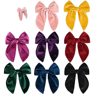 Pinzas para el pelo de terciopelo con lazo de lino, pinzas de cocodrilo con lazo de terciopelo para bebés, niños pequeños y adolescentes - Product Image 1
