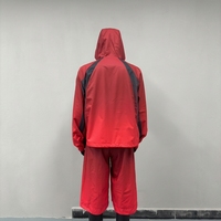 Ensemble 2 pièces pour homme avec logo personnalisé, imperméable, short en polyester et nylon, sweat à capuche zippé, coupe-vent dégradé rouge-noir, survêtement doublé