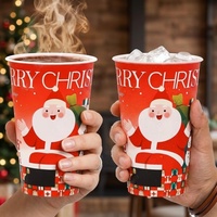 Gobelets en PP injecté IML de Noël avec couvercle, 16oz 24oz (500ml 700ml), vente en gros, pour thé au lait, jus, café, motifs variés (5 modèles)