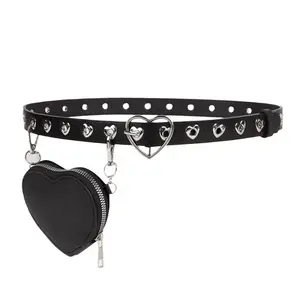 New Punk Style Ladies Belt Bag Fashion Heart Buckle PU Leather Belt For Women Fake Leather Belts Bag For Girls Jeans Dresses