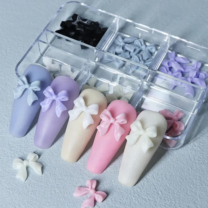 Bán Hot 3D resin Bow Nail Charms Bowknot làm móng tay trang sức phụ kiện trang trí Nail Nhà cung cấp cho salon