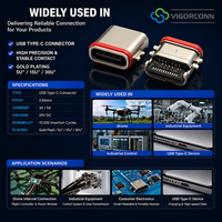 Connecteur USB Type C 24 broches haute fiabilité pour l'architecture de transmission de signal intégrée et l'intégration de circuits imprimés