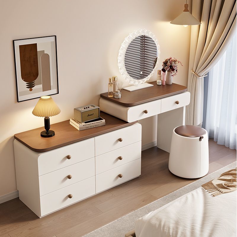 Colore Bianco e Noce con Cassettiera a Sei Cassetti