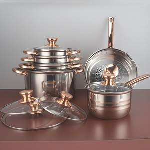 Offre Spéciale : Batterie de Cuisine Moderne <span class=keywords><strong>12</strong></span> Pièces en Acier Inoxydable avec Poignées Dorées – Ensemble de Casseroles et Poêles pour la Cuisine Domestique, Matériau Métallique Durable - Product Image 3