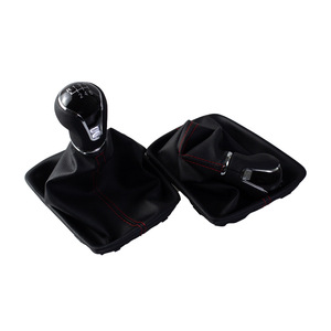 Funda de cuero para palanca de cambios de coche, con línea roja, protector contra el polvo, juego de 5 y 6 velocidades para Seat Leon, accesorio interior. - Product Image 4