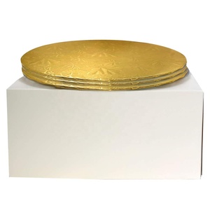 Ensemble de 10x10x5 pouces avec tambour à gâteau rond en or de <span class=keywords><strong>10</strong></span> "épaisseur de 1/4" Boîte à gâteau blanche Pop up avec fenêtre - Product Image 2