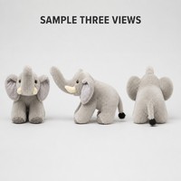 Peluche Éléphant Crème Ultra Douce Personnalisée avec Tronc Relevé et Dents Blanches – Doudou d'Anniversaire