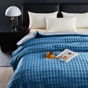 Couette d'hiver en fausse fourrure de lapin à carreaux dégradés de luxe, ultra douce, épaisse et chaude, pour chambre moderne, literie moelleuse <span class=keywords><strong>Queen</strong></span>/King - Product Image 4