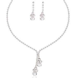 Conjunto de Joyería de Tres Piezas para Novia, Elegante, Plateado, de Aleación de Zinc, con Diseño Geométrico Romántico y Cristales de Imitación, Venta al Por Mayor - Product Image 4