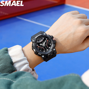 SMAEL 8075 Dual Display Quartz Watch Multi Color Option 30-50M Waterproof PU Strap Outdoor Sports Wristwatch - Product Image 1