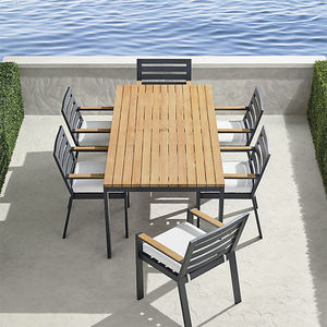 Ensemble <span class=keywords><strong>de</strong></span> <span class=keywords><strong>table</strong></span> et <span class=keywords><strong>de</strong></span> chaises <span class=keywords><strong>de</strong></span> salle à manger en aluminium moderne pour l'extérieur, meubles extensibles pour hôtel, <span class=keywords><strong>jardin</strong></span>, terrasse - Product Image 3