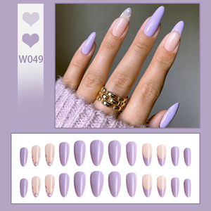 Luxe 3D français amande forme ongles violet motif <span class=keywords><strong>manucure</strong></span> ongles conseils hommes détachable étanche Non toxique autocollants décalcomanies - Product Image 5