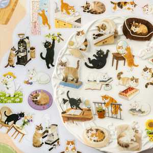 50 pegatinas por paquete. Serie Adorable <span class=keywords><strong>Cat</strong></span> Adventures. Pegatinas para crear escenas con diseños de gatos adorables para álbumes de recortes DIY. - Product Image 2
