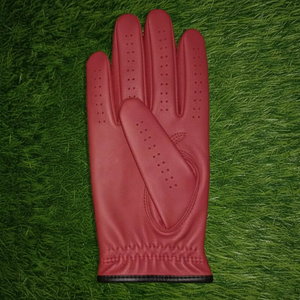 Gants de golf en cuir véritable rouge, main droite, antidérapants, fermeture auto-agrippante, unisexe, usage sportif, design personnalisé - Product Image 4