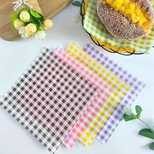 Baking Bread Liner <b>Paper</b> Greaseproof Checkered <b>Pattern</b> Food Packaging For Sandwich Burger Rice Ball Bento - Product Image 2