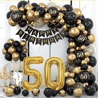 Ensemble de ballons pour la décoration de fête d'anniversaire de 18 ans, arrangement de scène, ensemble de ballons d'arche d'anniversaire noir et or