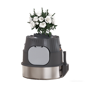 Bac à litière multifonctionnel gris à bords hauts pour chats, gain <span class=keywords><strong>de</strong></span> place, anti-fuite d'urine, en acier inoxydable, avec fonction jardinière - Product Image 1