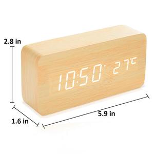 LED <b>Digital</b> Alarm Clock with Indoor Temperature and Humidity <b>Digital</b> Wood Table Clock Wooden Desk Alarm Clock Despertador Reloj - Product Image 3