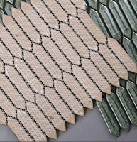 Mosaico de Cerámica Cristalina de Alta Densidad, Diseño de Parquet Brillante para Decoración de Paredes y Pisos Interiores, Estilo de Tiras