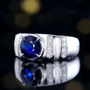 SGARIT Bijoux fins, pierres précieuses naturelles du Sri Lanka, bijoux en or 18 carats, saphir royal naturel de 2,03 ct, bague pour homme avec certificat AIGS - Product Image 4