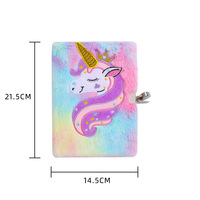 Journal de licorne arc-en-ciel personnalisé journal de filles en peluche avec serrure cahier Journal broderie Fluzzy voyage école journal secret FSC