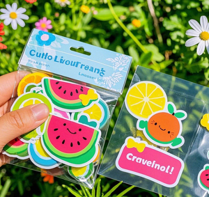 パーソナライズされたダイカットカスタムアップルバナナステッカーラベルカラフルなデザイン装飾漫画フルーツステッカー - Product Image 2