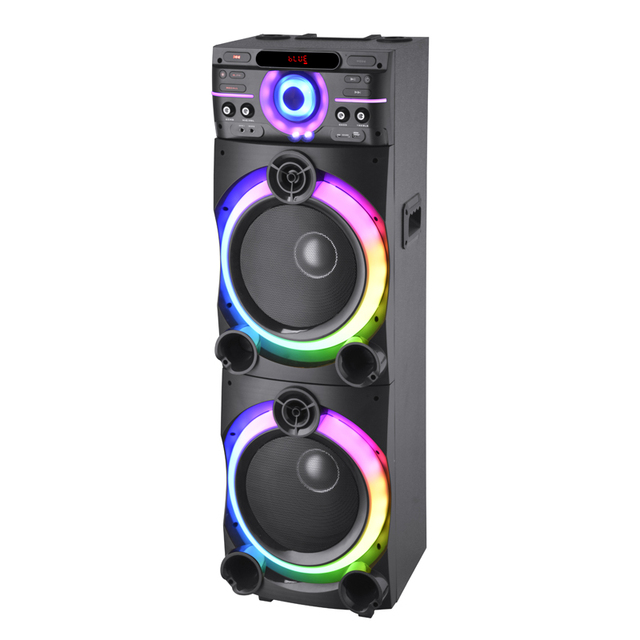 MT-1226A Mini Portable Party DJ Wireless Trolley Speaker 200-Watt Sound Equipment/Amplifiers Double 12-Inch RGB LED Lighting AC