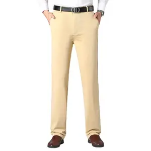 Grosir Celana Panjang Katun Murni Longgar Klasik Bergaya Bisnis Celana Lembut Ramping Ringan untuk Pria Celana Khaki & Celana Panjang