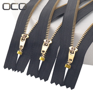 Oco cremalleras de Brass kim loại màu đóng tự động khóa tùy chỉnh kim loại zip 3 # dây kéo thời trang dây kéo kim loại cho jean - Product Image 1