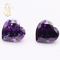 Vente en gros de pierres synthétiques 5A en vrac, taille cœur, Améthyste/Ametyste traitée thermiquement, à effet de jeu de couleurs/feu