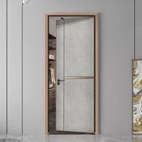 Porte en aluminium et bois gris, épaissie, de luxe léger, minimaliste, écologique, sans peinture, tendance, silencieuse et insonorisée pour chambre à coucher