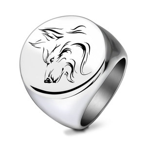 Men's Stainless Steel <b>Ring</b> 22mm <b>Wolf</b> Head Design Round Animal Pattern Everyday Wear Jewelry - Product Image 5