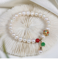 Bracelet tendance pour femme en alliage, perles d'eau douce blanches en forme de pomme de terre, perles espacées en or placer, rubis et saphirs, qualité AA, passe-partout