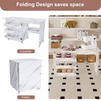 Table à manger pliante, table pour machine à coudre, étagère de rangement de cuisine avec étagères, table à roulettes pour machine à coudre pour appartements