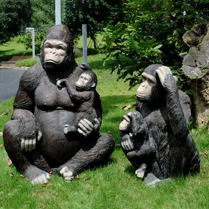 Levensgrote Gorilla Standbeeld Dier Standbeeld Glasvezel Safari Rekwisieten Voor Wildlife Park