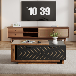 <span class=keywords><strong>Table</strong></span> basse extensible réglable de 42 <span class=keywords><strong>à</strong></span> 65 pouces de longueur, <span class=keywords><strong>table</strong></span> d'appoint réversible avec rangement central, pour salon, appartement, maison - Product Image 4